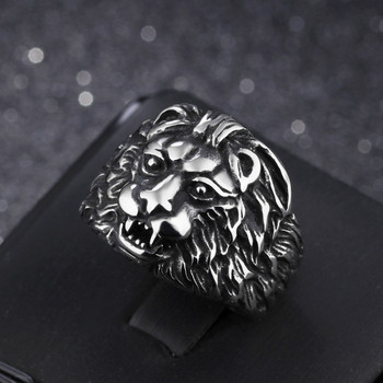Λιοντάρι δαχτυλίδι ανδρών σε ασημί χρώμα