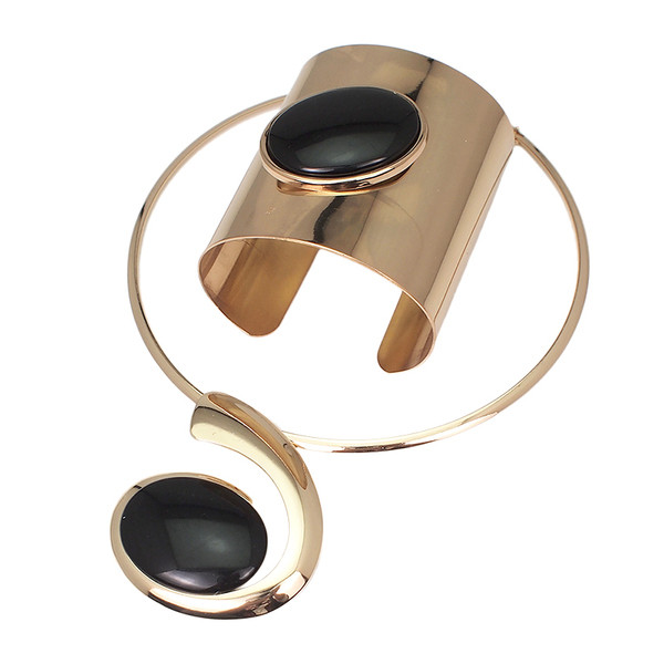 Stílusos női szett - karkötő és nyaklánc színes kövekkel