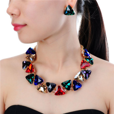 Stylish women`s set of earrings and necklace in several colors