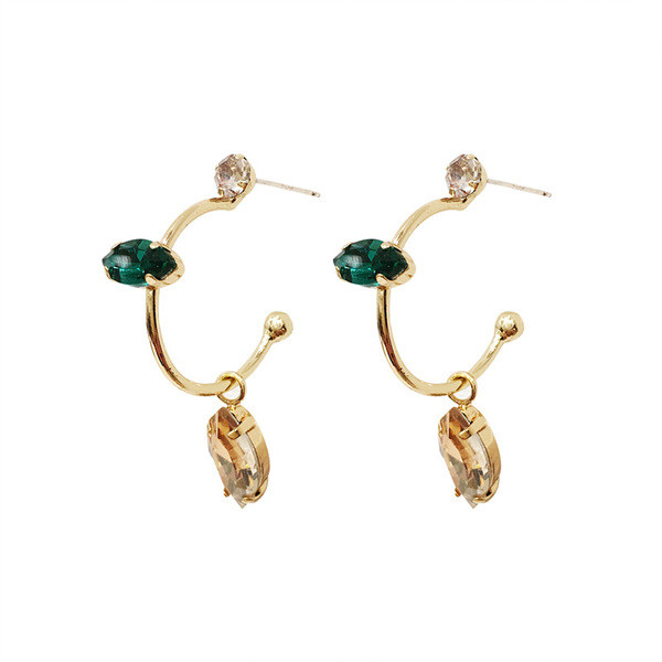 Cercei eleganti de dama in culoarea aurie cu pietre colorate