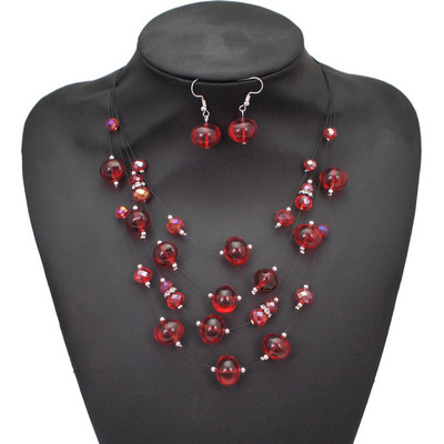 Modern női fülbevaló és nyaklánc szett több színben