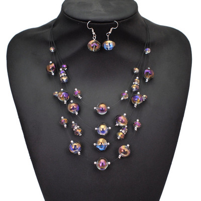 Modern női fülbevaló és nyaklánc szett több színben