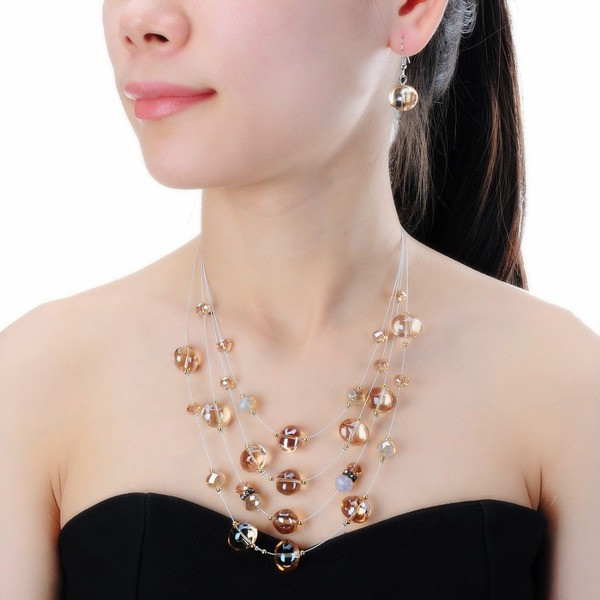 Modern női fülbevaló és nyaklánc szett több színben