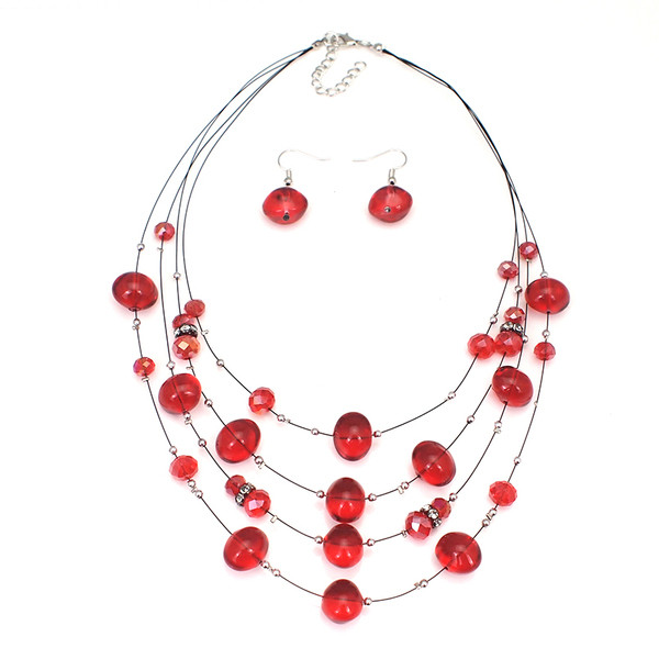 Modern női fülbevaló és nyaklánc szett több színben
