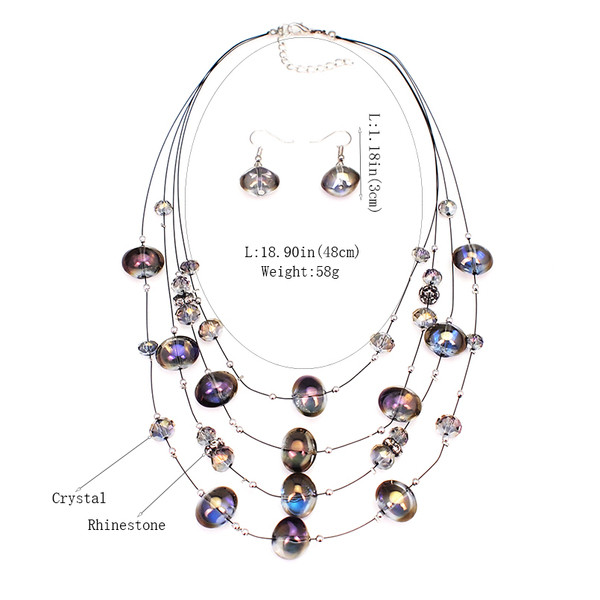 Modern női fülbevaló és nyaklánc szett több színben