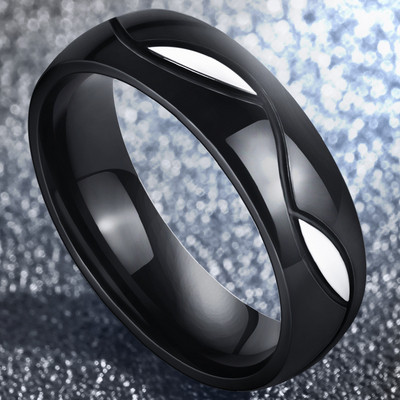 Черен стоманен мъжки пръстен 