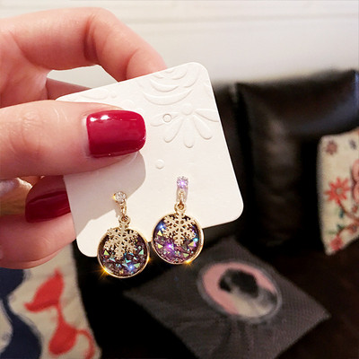 Κυρίες σκουλαρίκια με πέτρες και μενταγιόν σε δύο χρώματα
