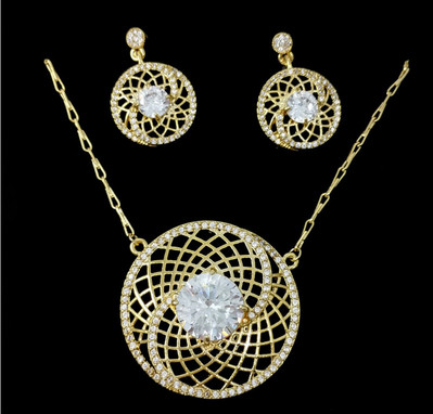 Finom női fülbevaló és nyaklánc szett két színben