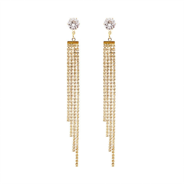 Cercei eleganti de dama cu pietre decorative in doua culori