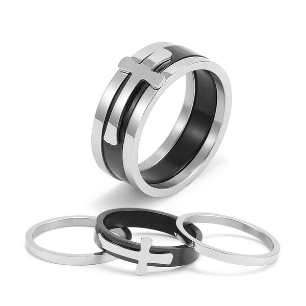 Férfi gyűrű ezüst színű kereszttel