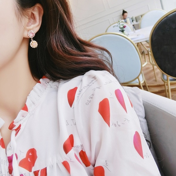 Cercei de dama roz cu pietre decorative