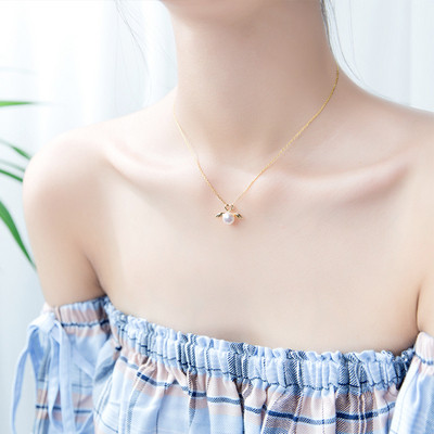 Colier actual de dama in doua culori cu perla