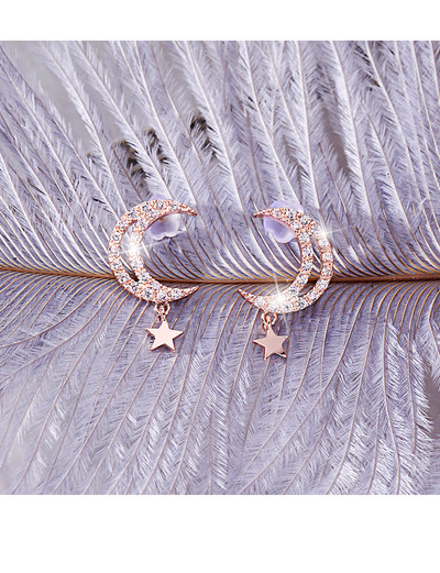 Cercei de dama cu pandantiv si pietre in doua culori