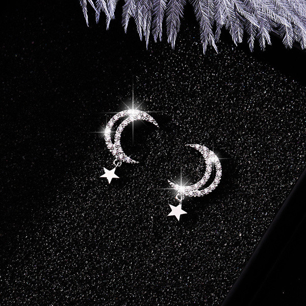 Cercei de dama cu pandantiv si pietre in doua culori