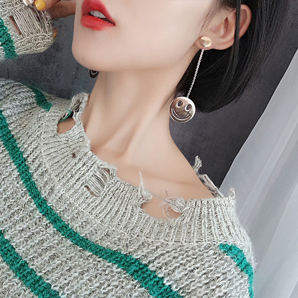 Cercei casual dama cu pandantive in doua culori