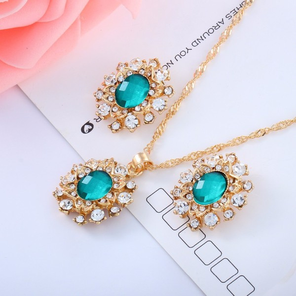 Set dama - colier si cercei cu pietre colorate