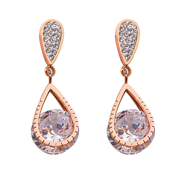 Stílusos női fülbevaló arany színű kövekkel