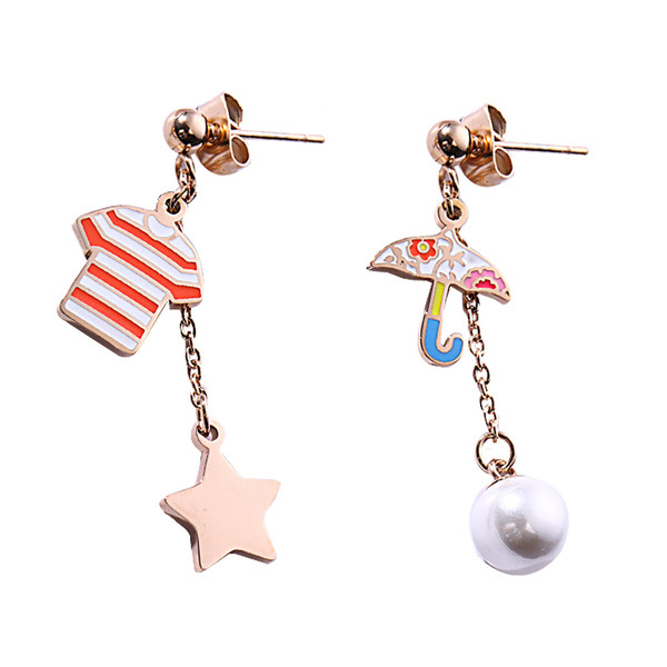 Cercei casual dama cu pandantive de culoare aurie