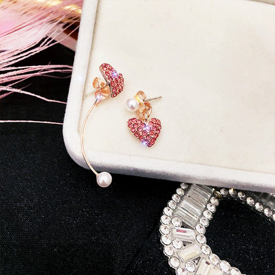 Cercei moderni de dama cu pietre in roz si alb