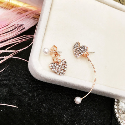 Cercei moderni de dama cu pietre in roz si alb