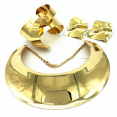 Jelenlegi női szett arany és ezüst színben három részből - karkötő, nyaklánc és fülbevaló