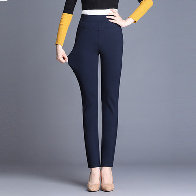 Pantaloni de dama la moda cu talie inalta si buzunare in mai multe culori