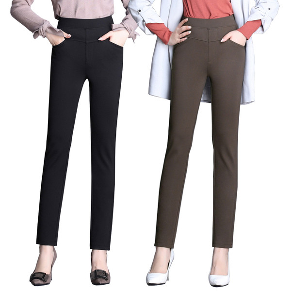 Pantaloni de dama la moda cu talie inalta si buzunare in mai multe culori