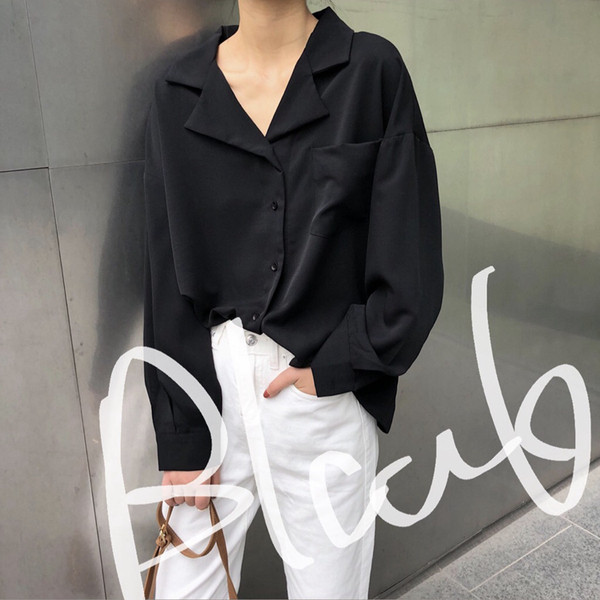 Stílusos női ing zsebbel piros és fekete színben