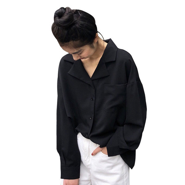 Stílusos női ing zsebbel piros és fekete színben