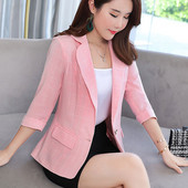 Κυρίες μοντέρνο σακάκι με μανίκι 3/4 σε ροζ και γκρι χρώμα