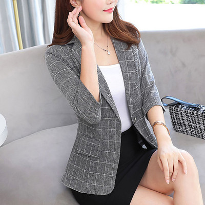 Κυρίες μοντέρνο σακάκι με μανίκι 3/4 σε ροζ και γκρι χρώμα