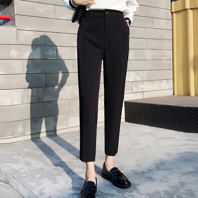 Pantaloni eleganti de dama cu talie inalta in negru