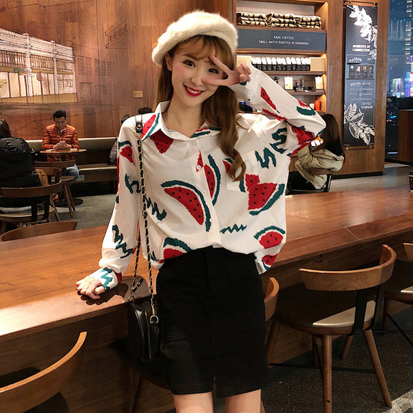 Női ing fehér, sárga és kék mintával