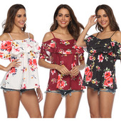 Bluza de dama cu umerii goi si motive florale