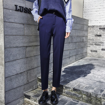 Modern női magas derekú nadrág fekete és kék színben