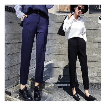 Modern női magas derekú nadrág fekete és kék színben