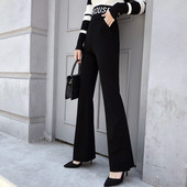 Divatos női retro nadrág magas derékkal, fekete színben