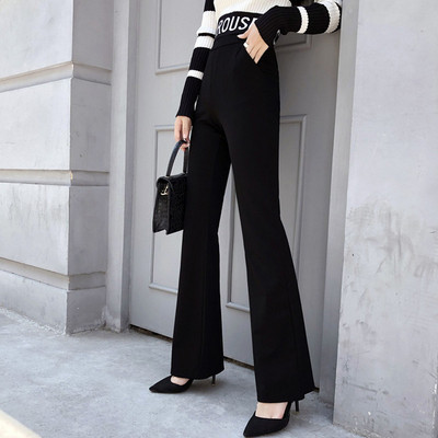 Divatos női retro nadrág magas derékkal, fekete színben