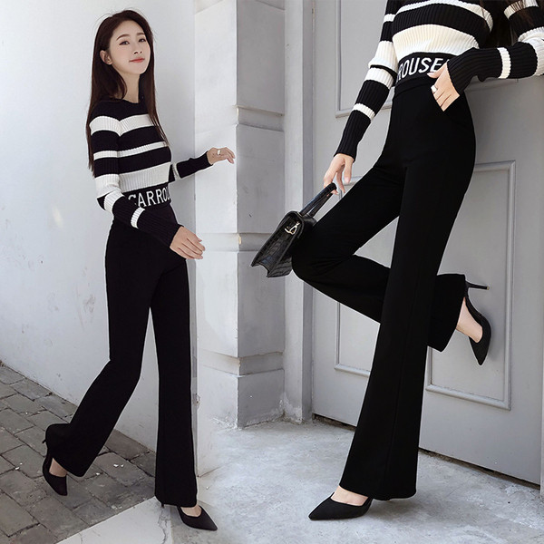 Divatos női retro nadrág magas derékkal, fekete színben