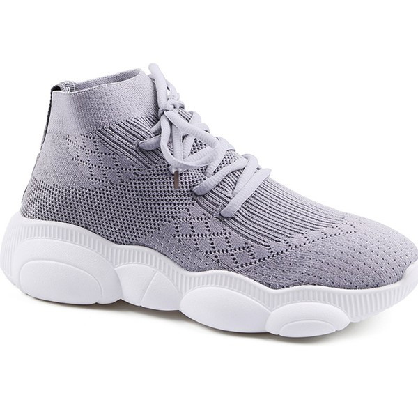 HIT Τρέχοντα κυρίες παπούτσια με ενδιαφέρουσες σόλες σε μαύρο και γκρι