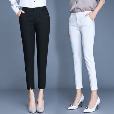 Pantaloni eleganti de dama in alb-negru