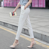 Pantaloni casual dama cu talie inalta in doua culori