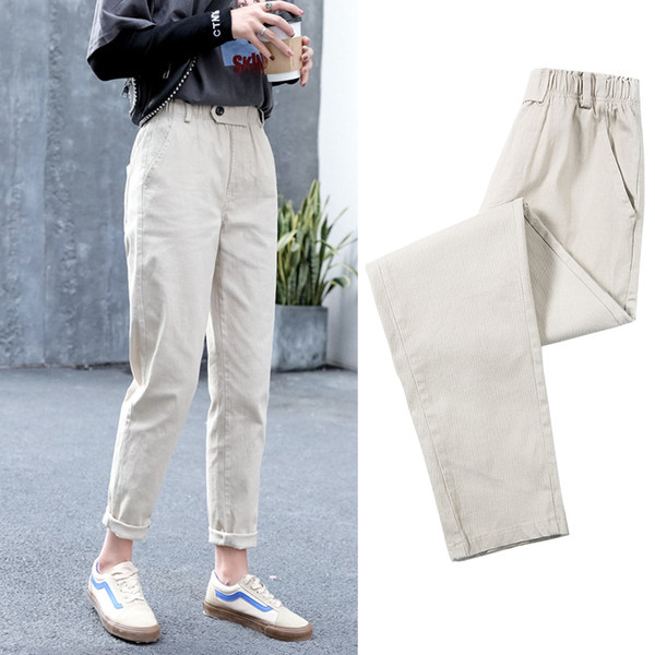 Női alkalmi nadrág magas derékkal és rugalmas övvel