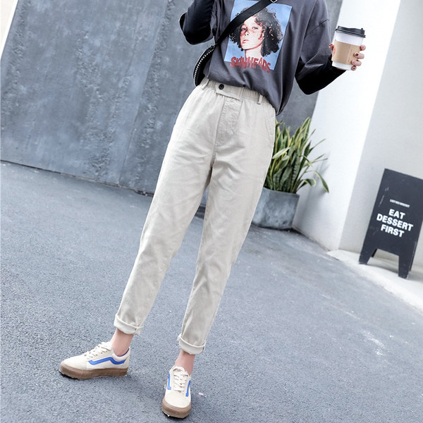 Női alkalmi nadrág magas derékkal és rugalmas övvel