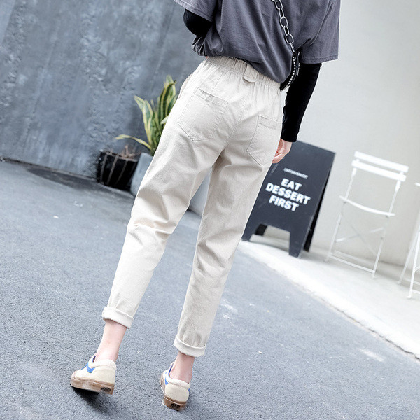 Női alkalmi nadrág magas derékkal és rugalmas övvel