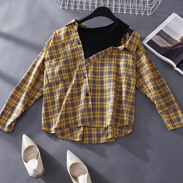 Cămașă casual damă în carouri cu mâneci lungi în mai multe culori