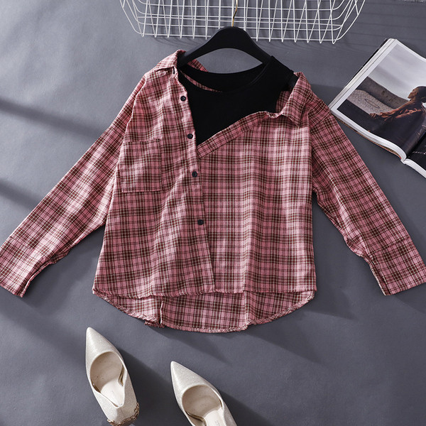 Cămașă casual damă în carouri cu mâneci lungi în mai multe culori