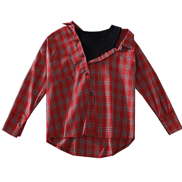 Cămașă casual damă în carouri cu mâneci lungi în mai multe culori