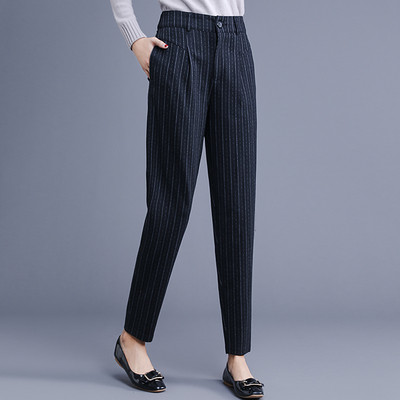 Pantaloni eleganti de dama in doua culori cu talie inalta