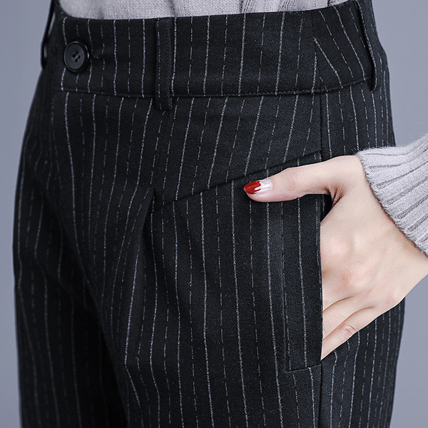 Pantaloni eleganti de dama in doua culori cu talie inalta